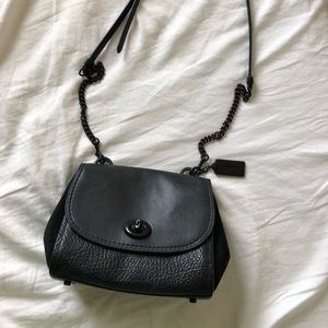 Coach Faye Suede And Black Leather Cross Body Bag